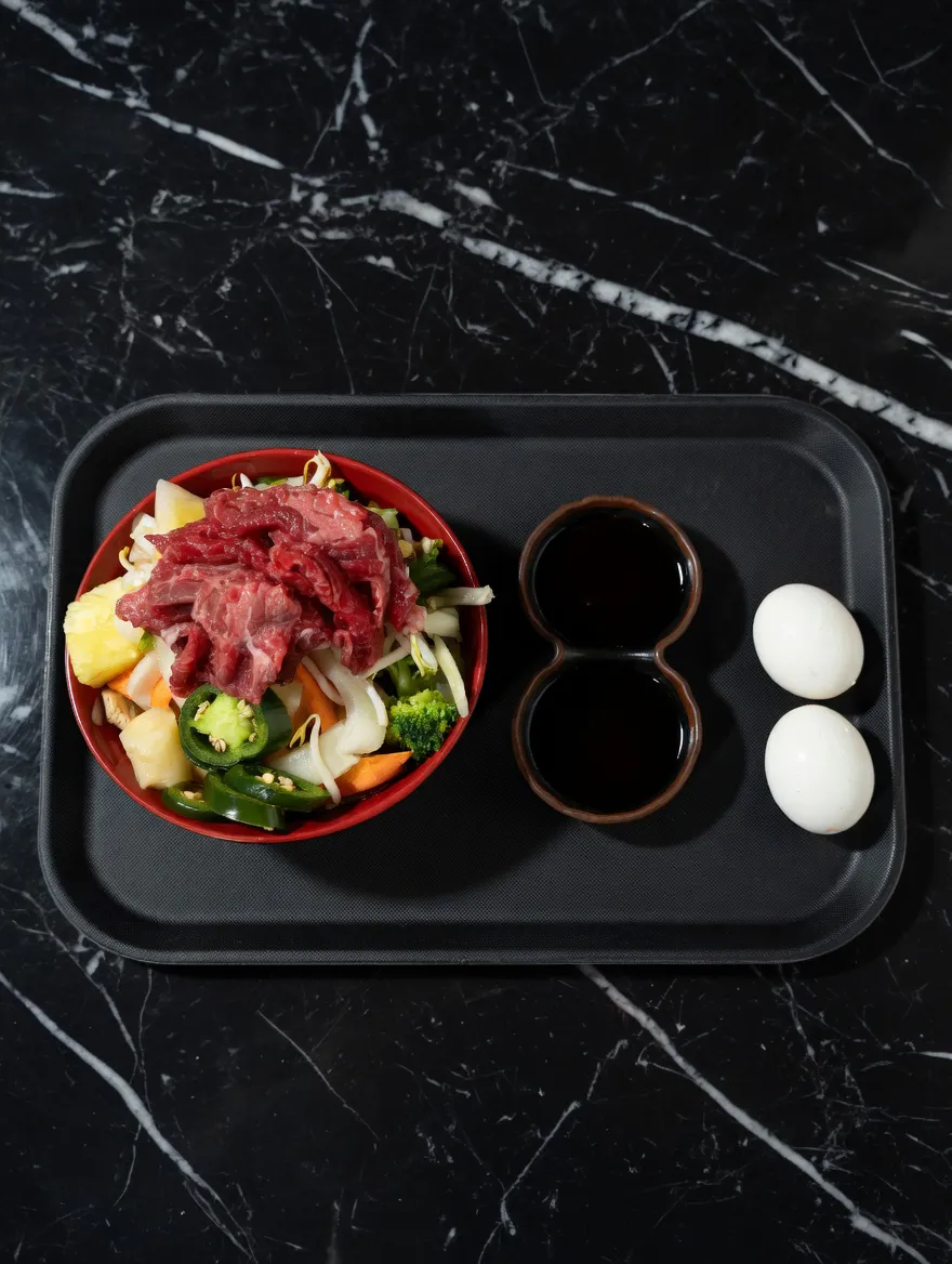 Korean-style beef bibimbap bowl at super yummy bowl mongolian grill, asian restaurant in pocatello.